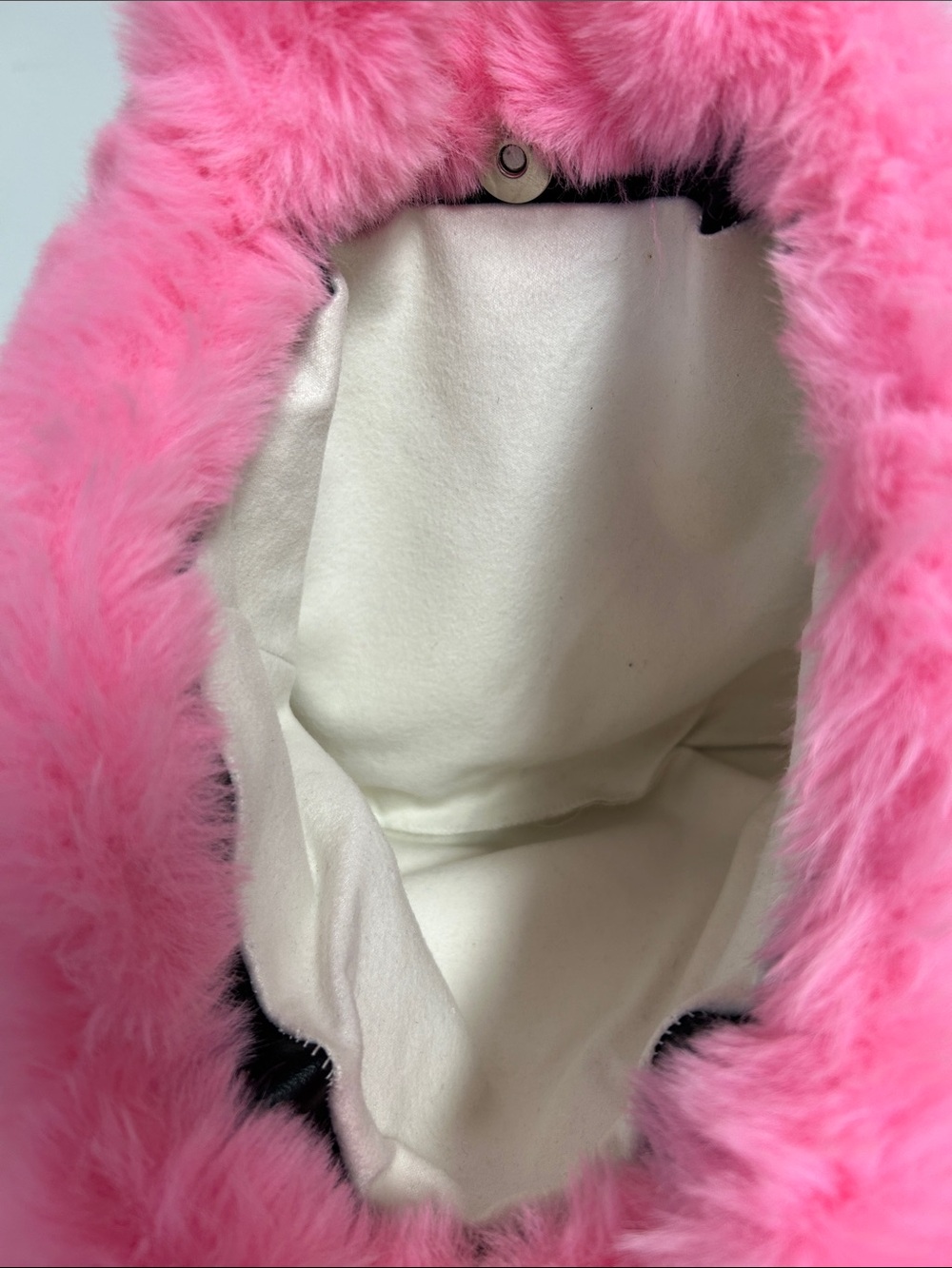 OKPTA Soft Pink Fluffy Faux Fur Double Handled Magnetic Closure Mini-Tote Bag - Picture 9 of 10